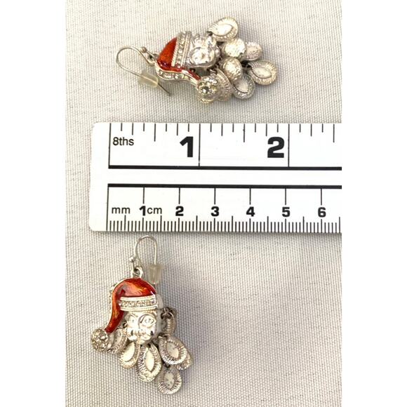 Christmas Jewelry Bundle 9 Earrings Bracelet Scarf Dangle Angel Santa Snow Man - Picture 3 of 16